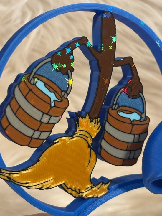 Hand Crafted Blue Sorcerer Mouse Ear Headband with Star Bow - Picture 11 of 12